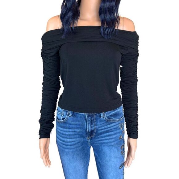 I AM GIA Black Quartz Top 2.0 Off the Shoulder Long Sleeve Bamboo Large Revolve - Picture 3 of 7